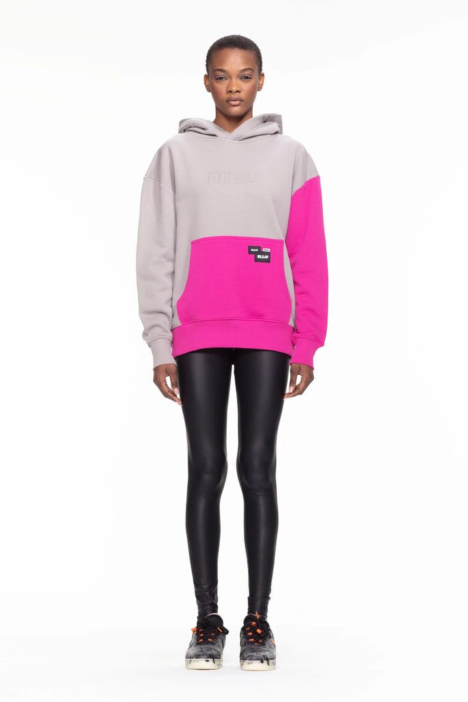 Kapüşonlu Sweatshirt 410 GSM - Gri/Pembe