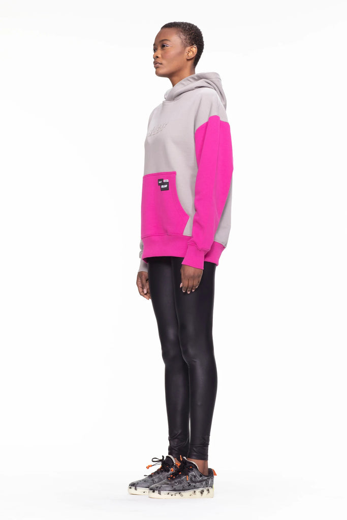 Kapüşonlu Sweatshirt 410 GSM - Gri/Pembe